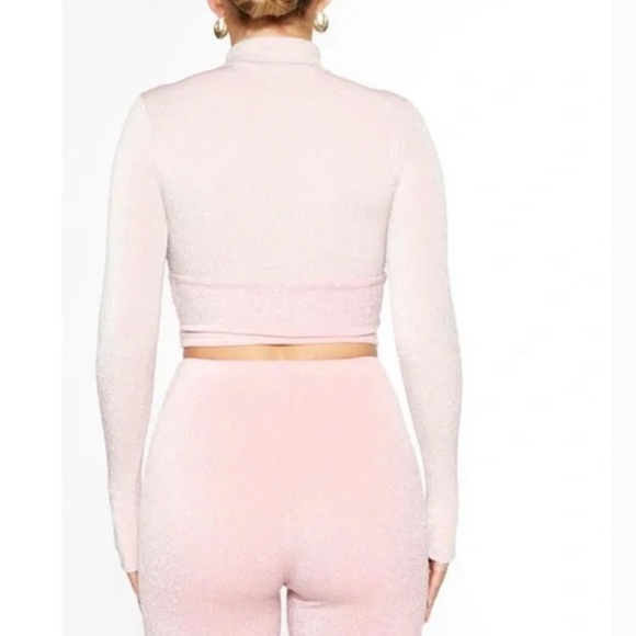 🆕 2/$60 NWT Naked Wardrobe | Long Sleeve Mock Neck Crop Top | Pink Sparkles - Picture 6 of 11